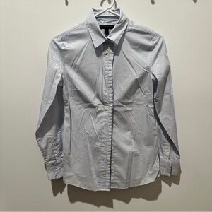 Banana Republic striped dress shirt with ruffle detailing